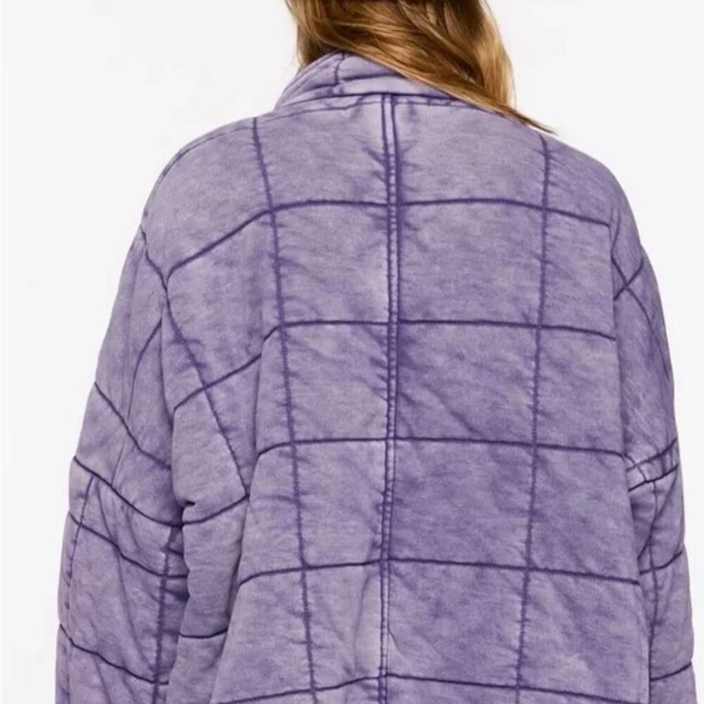 Forever 21 Rare Find Sold Out New Quilted Zip-Up Jacket Lavender Purple Medium - Picture 3 of 5
